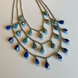 Three-Tier Blue Drop Bead Necklace